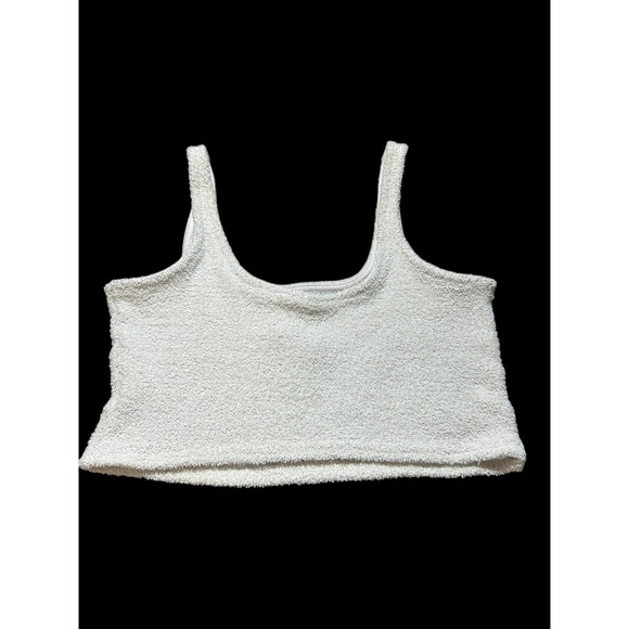 Disney Winnie the Pooh Cream Boucle Cropped Tank Top Embroidered Size MD - Picture 2 of 3